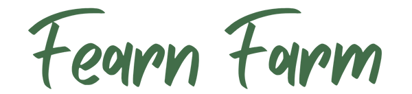 The words 'Fearn Farm' in dark green cursive script on a solid white background.